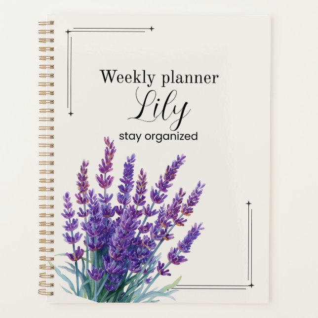 Planificador Semanal de Lavanda Personalizado con  (Anverso)