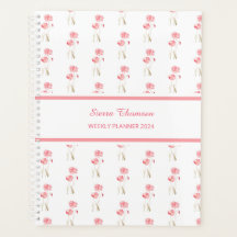 Planificador Semanal Floral de Amapolas Rosadas Ac