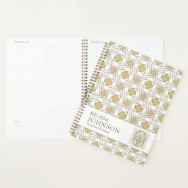 Planificador Semanal Geométrico Dorado Elegante