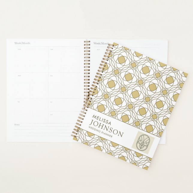 Planificador Semanal Geométrico Dorado Elegante (Demostración)