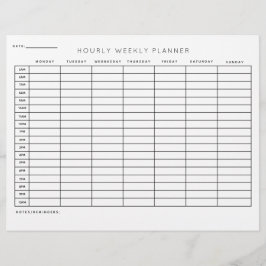 Planificador semanal horario de hojas impresas