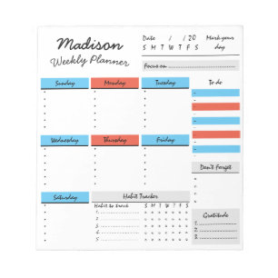 Planificador Semanal Personalizado Libreta de Nota