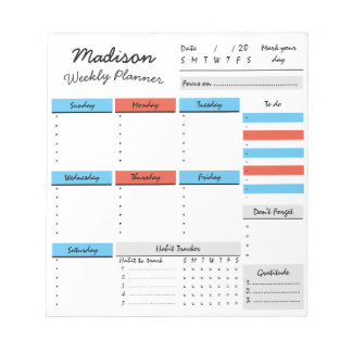 Planificador Semanal Personalizado Libreta de Nota