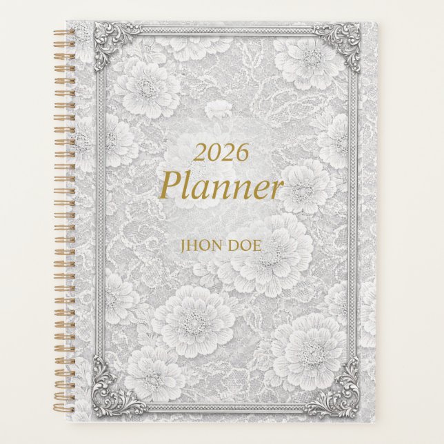 Planificador Simple Floral Con Marco  (Anverso)