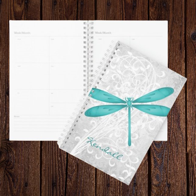 Planificador verde azulado personalizado de la lib (Teal Dragonfly Personalized Planner)