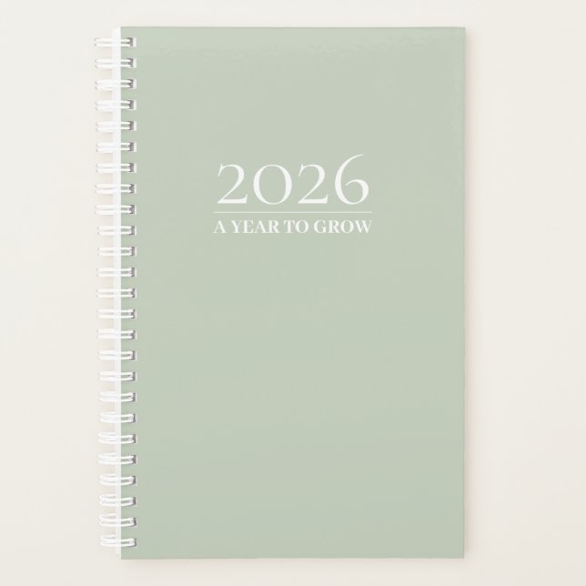 Planificador Verde Salvia 2026 | Título e Iniciale (Anverso)