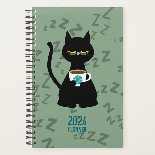 Planificador YAAAWN Gato Soñoliento 2026 (Anverso)