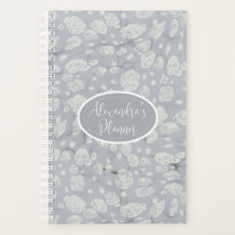 Planner de agenda de agua azul suave con flores