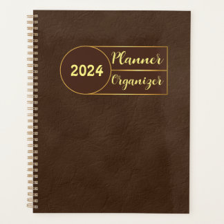 Planner organizador de cuero dorado marrón