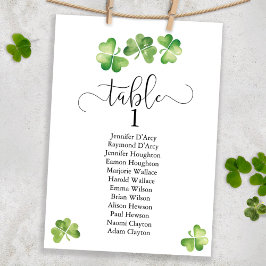 Plano de mesa del boda irlandés shamrock, tarjeta 