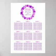 Plano de tabla de boda de arte de color morado