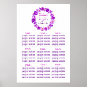 Plano de tabla de boda de arte de color morado