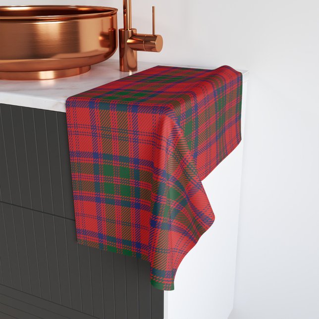 Plant Clan Grant Red Blue Green Check Tartán (Rustic Red Green Plaid Checkered Tartan Hand Towel)