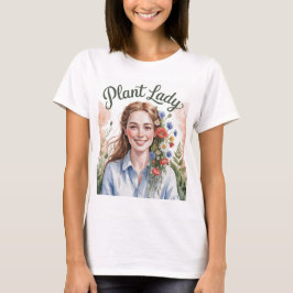 Plant Lady Watercolor Camiseta Blanca