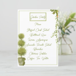 Planta de Fiesta de jardín y tarjeta de menú plana