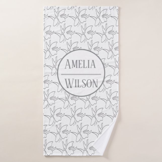 Planta de Flor de Orquídea de Plata Patrón (Toalla de baño)