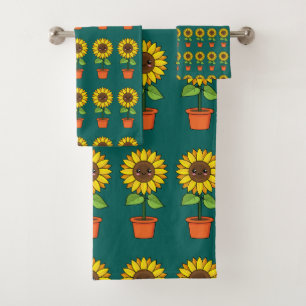 Planta de girasol de Kawaii en una olla