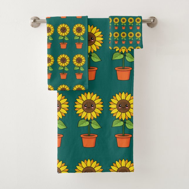 Planta de girasol de Kawaii en una olla (In situ)