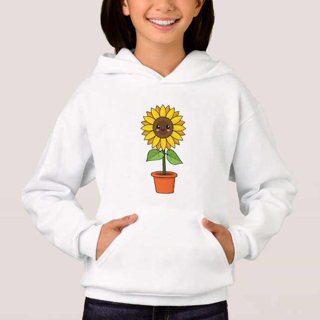Planta de girasol de Kawaii en una olla (Anverso)