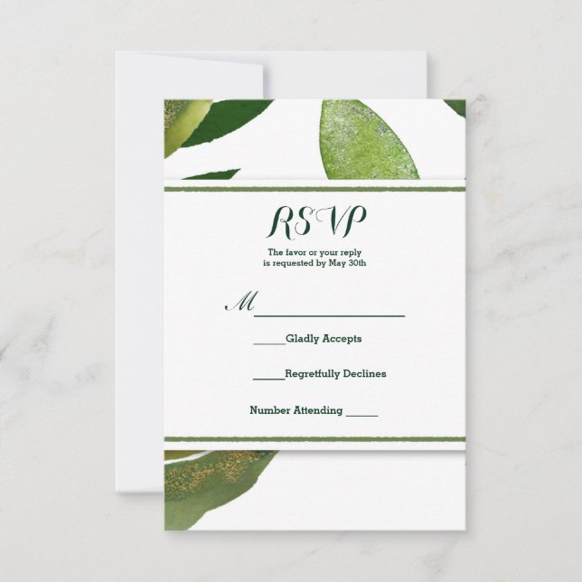 Planta de Glam Botánico Verde deja matrimonio RSVP (Anverso)
