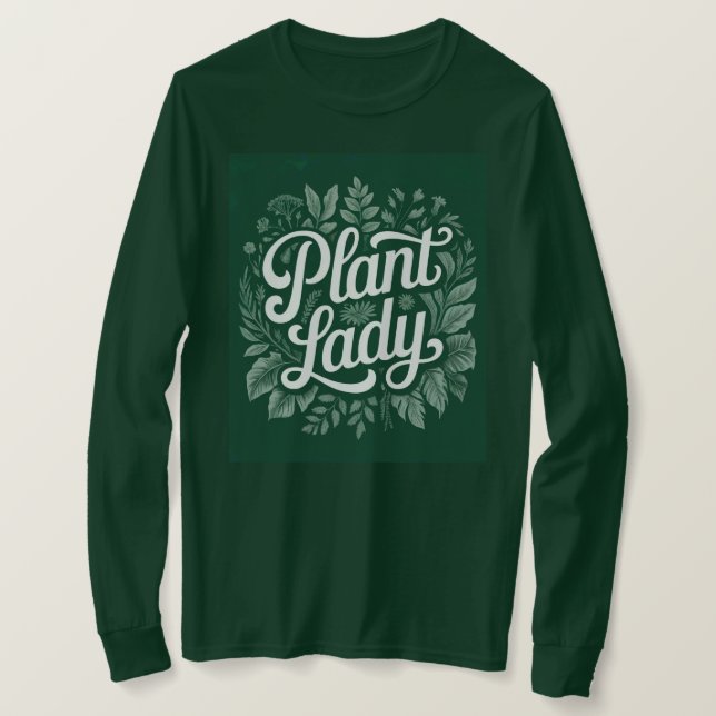Planta de marco botánico verde Lady Camiseta verde (Anverso del diseño)