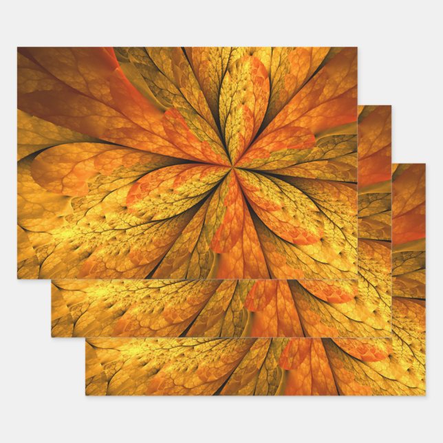 Planta de otoño, hoja de arte fractal abstracta mo (Set)