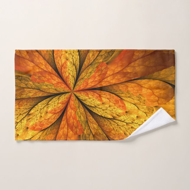 Planta de otoño, hoja de arte fractal abstracta mo (Toalla de mano)