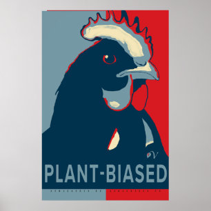 Planta de Poster de pollo de arte pop azul rojo