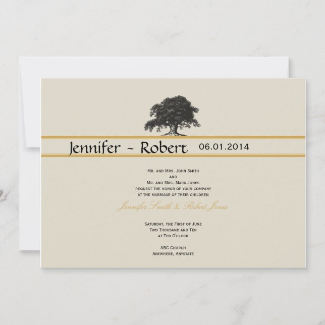 Plantación de roble en la invitación a la boda de  (Anverso)