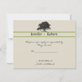 Plantación de roble en tarjeta de respuesta verde