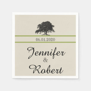 Plantación de robles en servilleta verde Boda