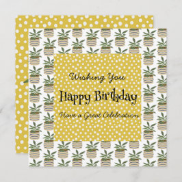 Plantas Boho Cumpleaños Dots Gold Sage Green