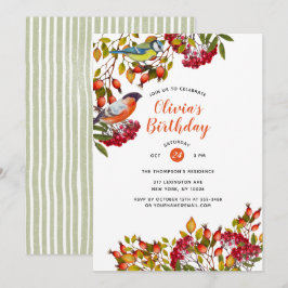 Plantas botánicas y aves Invitación al cumpleaños