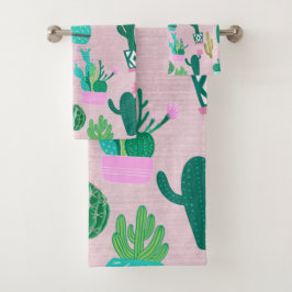 Plantas Cactus Cactáceos del Suroeste Rústico Rosa
