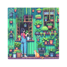 Plantas de arte y gato píxeles personalizadas