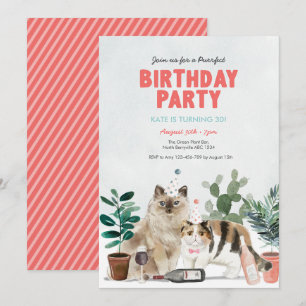 Plantas de gatos adultos y invitación al cumpleaño