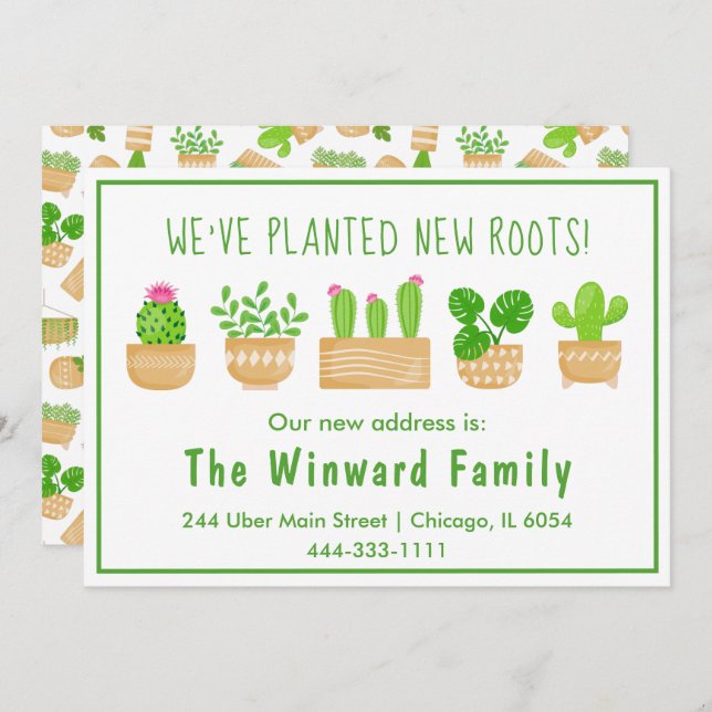 Plantas de la casa Cactus Invitación blanca nueva  (Anverso / Reverso)