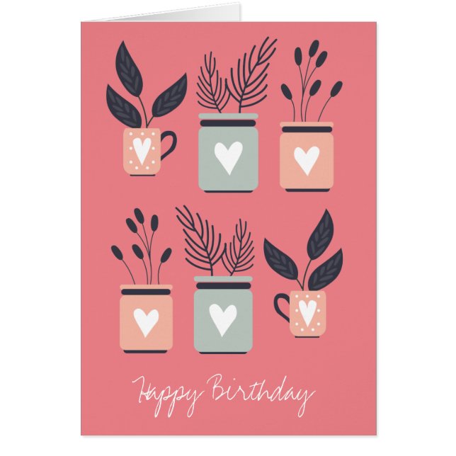 Plantas de maceta rosa pastel y gris moderno (Frente)