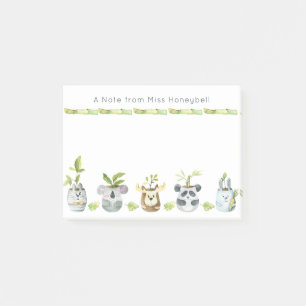 Plantas de macetas de animales lindos Nota persona