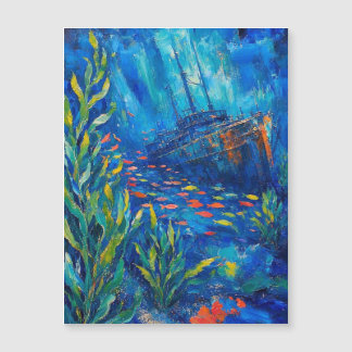 plantas de océano peces barco hundido Pintura abst