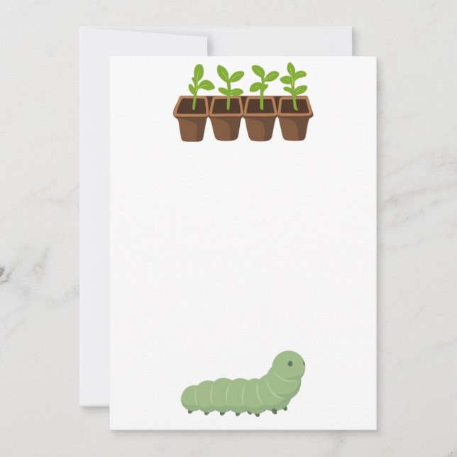 Plantas en Macetas con una Invitación de Oruga (Anverso)