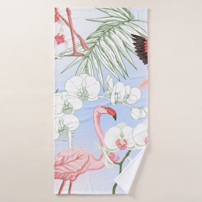 Plantas tropicales y flores. Patrón sin foco, bac (Toalla de baño)