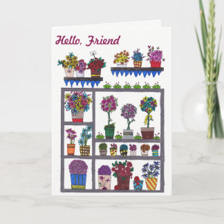 Plantas y flores en estantes Tarjeta de amistad
