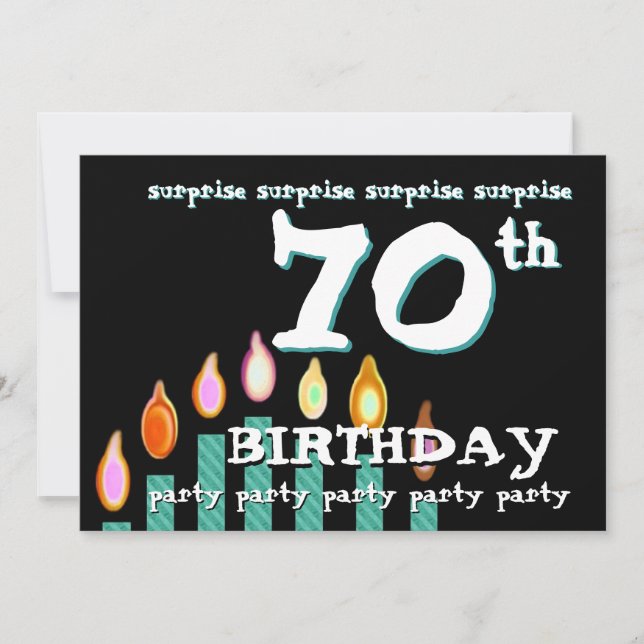 Plantilla 70º de invitación a fiesta de cumpleaños (Anverso)