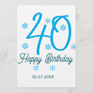 plantilla azul para cumpleaños 40 con nombre fecha