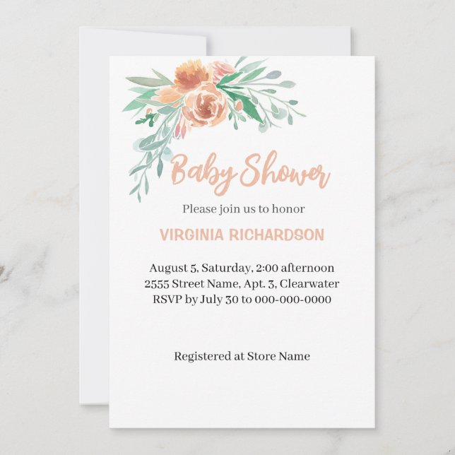 Plantilla Baby Shower precisa (Anverso)