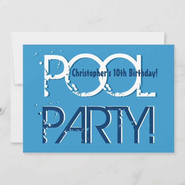 Plantilla blanca azul de Fiesta de la piscina de c (Anverso)
