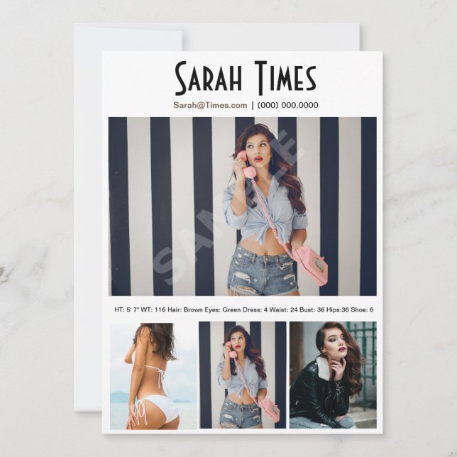 Plantilla blanca de tarjeta Comp de foto modelo 4 (Reverso)