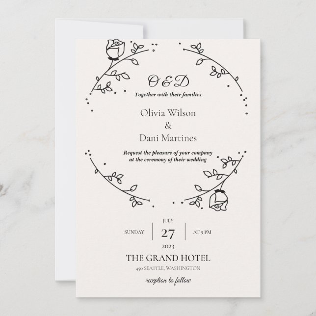 PLANTILLA BODA INVITACIONES EN LÍNEA (Anverso)