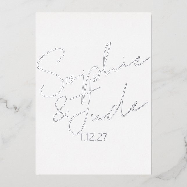 Plantilla Boda moderna plateada (Anverso)